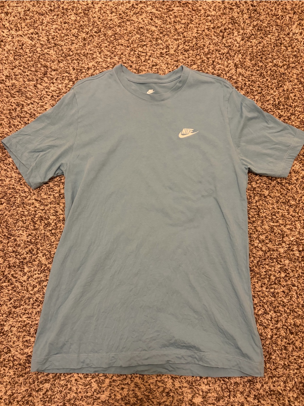 Nike Light Blue Crewneck Tee with White Swoosh Print